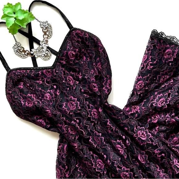 Vintage 90s Gunne Sax Jessica McClintock Lace Gown Cocktail Dress Whimsigoth S - Picture 3 of 10